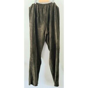 Terry Lewis Size M Olive Green  Suede Leather Zip Jacket  And Matching Pants